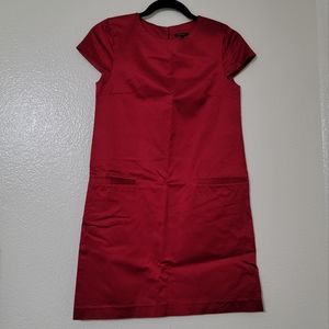 THEORY Maryanka Crimson / Red Cap Sleeve Shift Tuxedo Dress Womens Size 0